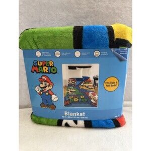 Super Mario Blanket 62x90 Twin Full Bed Plush Throw Mario Luigi Bowser T